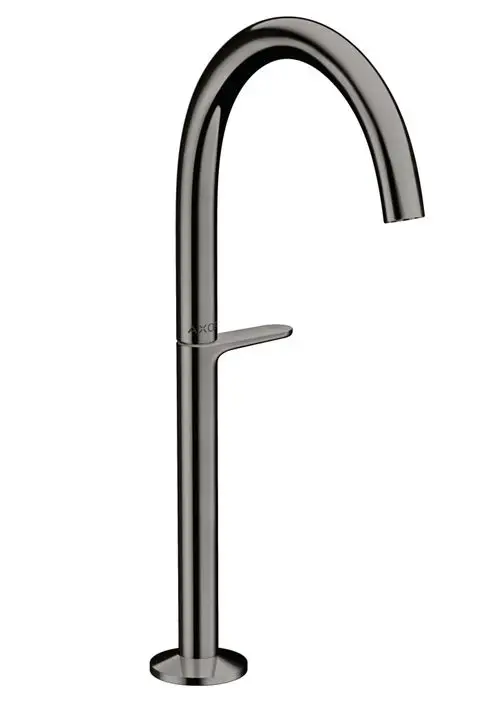 Waschtischmischer aus hochwertigem Material in poliertem Schwarzchrom. Hersteller: AXOR. Geeignet für Aufsatzwaschtische, mit integrierter Push-Open Ablaufgarnitur.
